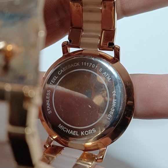 Michael Kors Ladies' Jaryn Rose Gold Tone and Acetate Watch MK3661 Working shows - Picture 8 of 9